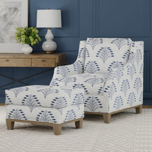 Load image into Gallery viewer, Cream Navy Blue Floral Embroidered Drapery Fabric / Royal
