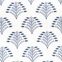 Load image into Gallery viewer, Cream Navy Blue Floral Embroidered Drapery Fabric / Royal