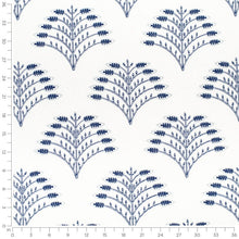 Load image into Gallery viewer, Cream Navy Blue Floral Embroidered Drapery Fabric / Royal