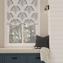 Load image into Gallery viewer, Cream Navy Blue Floral Embroidered Drapery Fabric / Royal