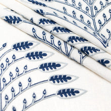Load image into Gallery viewer, Cream Navy Blue Floral Embroidered Drapery Fabric / Royal