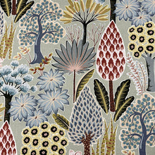 Load image into Gallery viewer, Green Navy Blue Seafoam Floral Botanical Upholstery Drapery Fabric MGF