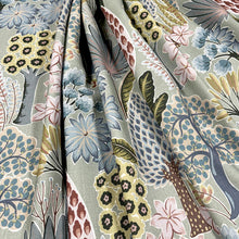 Load image into Gallery viewer, Green Navy Blue Seafoam Floral Botanical Upholstery Drapery Fabric MGF