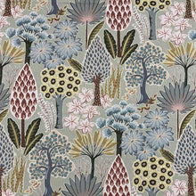 Load image into Gallery viewer, Green Navy Blue Seafoam Floral Botanical Upholstery Drapery Fabric MGF
