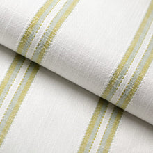 Load image into Gallery viewer, InsideOut Indoor Outdoor Performance Chartreuse Green Seafoam White Stripe Upholstery Fabric