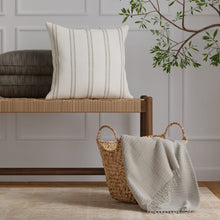 Load image into Gallery viewer, InsideOut Indoor Outdoor Performance Beige Ivory Grey Black Charcoal Stripe Upholstery Fabric