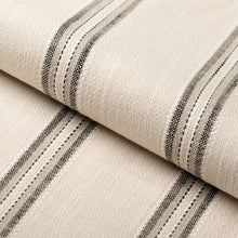 Load image into Gallery viewer, InsideOut Indoor Outdoor Performance Beige Ivory Grey Black Charcoal Stripe Upholstery Fabric