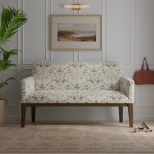 Load image into Gallery viewer, Off White Grey Mustard Brown Blue Floral Bird Print Upholstery Drapery Fabric
