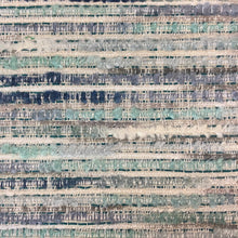 Load image into Gallery viewer, Heavy Duty Rustic Nautical Aqua Seafoam Navy Blue Cream Taupe Stripe Upholstery Fabric