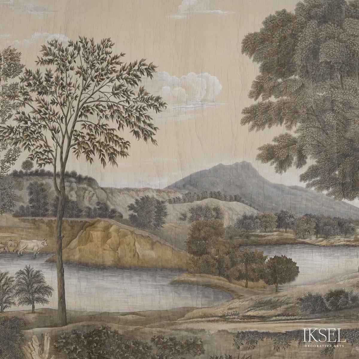 Schumacher Arcadian Promenade Wallpaper Sepia Tones | Fabric