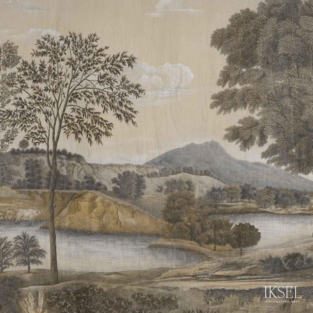 Schumacher Arcadian Promenade Wallpaper Sepia Tones | Fabric