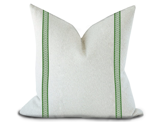 Custom Made Pillow Cover with Thibaut Westport Tape in Kelly / Self-Piping