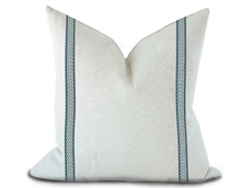 Load image into Gallery viewer, Custom Made Pillow Cover with Thibaut Westport Tape in Teal / Self-Piping