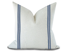 Load image into Gallery viewer, Custom Made Pillow Cover with Thibaut Westport Tape in Navy / Self-Piping
