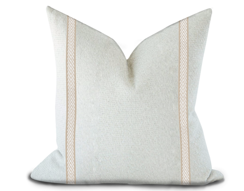 Custom Made Pillow Cover with Thibaut Westport Tape in Sand / Self-Piping