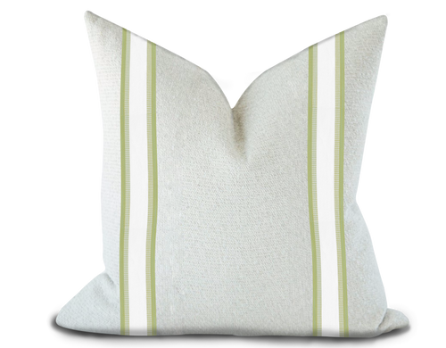 Custom Made Pillow Cover with Thibaut Nordia Tape in Spring Green / Self-Piping