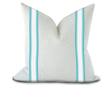 Load image into Gallery viewer, Custom Made Pillow Cover with Thibaut Nordia Tape in Capri / Self-Piping