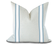 Load image into Gallery viewer, Custom Made Pillow Cover with Thibaut Nordia Tape in Spa Blue / Self-Piping
