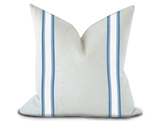 Load image into Gallery viewer, Custom Made Pillow Cover with Thibaut Nordia Tape in Island Blue / Self-Piping