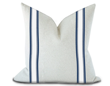 Load image into Gallery viewer, Custom Made Pillow Cover with Thibaut Nordia Tape in Navy / Self-Piping