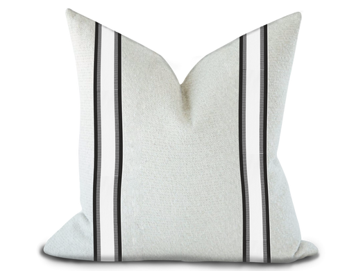 Custom Made Pillow Cover with Thibaut Nordia Tape in Onyx / Self-Piping
