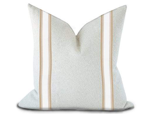 Custom Made Pillow Cover with Thibaut Nordia Tape in Sand /Self-Piping