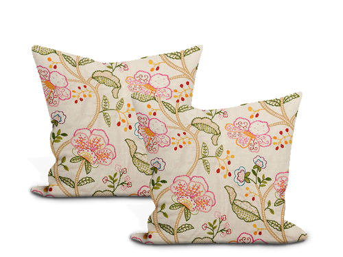 Schumacher Full Bloom Embroidery Pillow Cover
