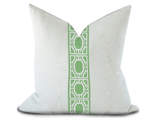 Load image into Gallery viewer, Custom Made Pillow Cover with Thibaut Gate applique tape in Spring / Self-Piping