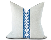 Load image into Gallery viewer, Custom Made Pillow Cover with Thibaut Delmont Tape in Bermuda / Self-Piping