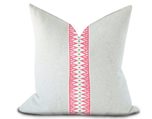 Load image into Gallery viewer, Custom Made Pillow Cover with Thibaut Delmont Tape in Peony / Self-Piping