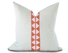 Load image into Gallery viewer, Custom Made Pillow Cover with Thibaut King’s Point Tape in Coral / Self-Piping