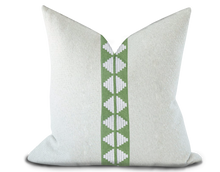 Load image into Gallery viewer, Custom Made Pillow Cover with Thibaut King’s Point Tape in Kelly / Self-Piping