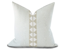 Load image into Gallery viewer, Custom Made Pillow Cover with Thibaut King’s Point Tape in Linen / Self-Piping