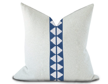 Load image into Gallery viewer, Custom Made Pillow Cover with Thibaut King’s Point Tape in Bermuda / Self-Piping