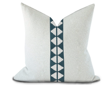 Load image into Gallery viewer, Custom Made Pillow Cover with Thibaut King’s Point Tape in Denim / Self-Piping