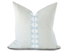 Load image into Gallery viewer, Custom Made Pillow Cover with Thibaut King’s Point Tape in Mist / Self-Piping