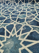 Load image into Gallery viewer, Kravet Design 35100-5 Performance Crypton Ethnic Geometric Water &amp; Stain Resistant Navy Blue Ivory Upholstery Fabric