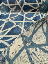 Load image into Gallery viewer, Kravet Design 35100-5 Performance Crypton Ethnic Geometric Water &amp; Stain Resistant Navy Blue Ivory Upholstery Fabric