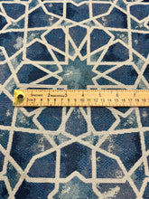 Load image into Gallery viewer, Kravet Design 35100-5 Performance Crypton Ethnic Geometric Water &amp; Stain Resistant Navy Blue Ivory Upholstery Fabric