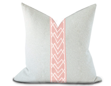 Load image into Gallery viewer, Custom Made Pillow Cover with Thibaut Summit Applique Tape in Blossom / Self-Piping