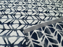Load image into Gallery viewer, Kravet Design -35710 Contemporary Geometric Abstract Navy Blue Off White Indoor Outdoor Upholstery Fabric STA 6182