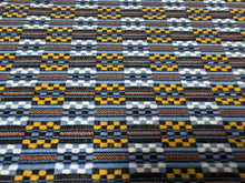 Load image into Gallery viewer, Metis Sous L'Azur LR 332 40 By Elitis Geometric Design Blue Yellow Brown White Woven Upholstery Fabric