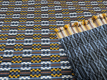 Load image into Gallery viewer, Metis Sous L'Azur LR 332 40 By Elitis Geometric Design Blue Yellow Brown White Woven Upholstery Fabric