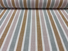 Load image into Gallery viewer, Camengo Apt Mordore Light Brown Mauve Teal White Durable Striped Boucle Soft Upholstery Fabric STA 6185