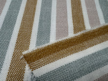 Load image into Gallery viewer, Camengo Apt Mordore Light Brown Mauve Teal White Durable Striped Boucle Soft Upholstery Fabric STA 6185
