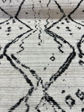Load image into Gallery viewer, Kravet Trot Nero Heavy Duty Performance Ikat Geometric Cream Black Chenille Upholstery Fabric