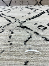 Load image into Gallery viewer, Kravet Trot Nero Heavy Duty Performance Ikat Geometric Cream Black Chenille Upholstery Fabric
