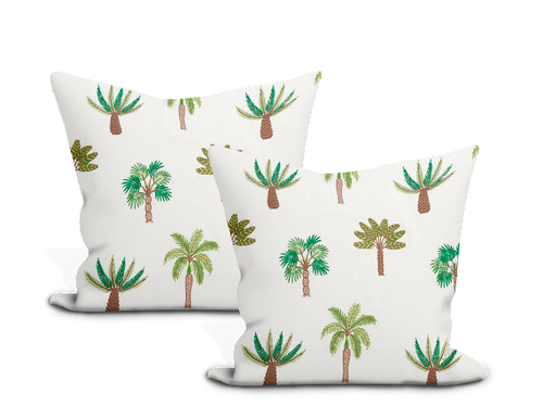Schumacher Palmetto Beach Embroidery Pillow Cover