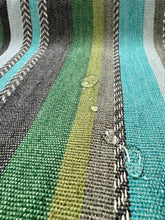 Load image into Gallery viewer, Casamance Costa Nova Woven Hand-Made Stripe Turquoise Green Blue Grey Black Upholstery Fabric