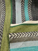 Load image into Gallery viewer, Casamance Costa Nova Woven Hand-Made Stripe Turquoise Green Blue Grey Black Upholstery Fabric